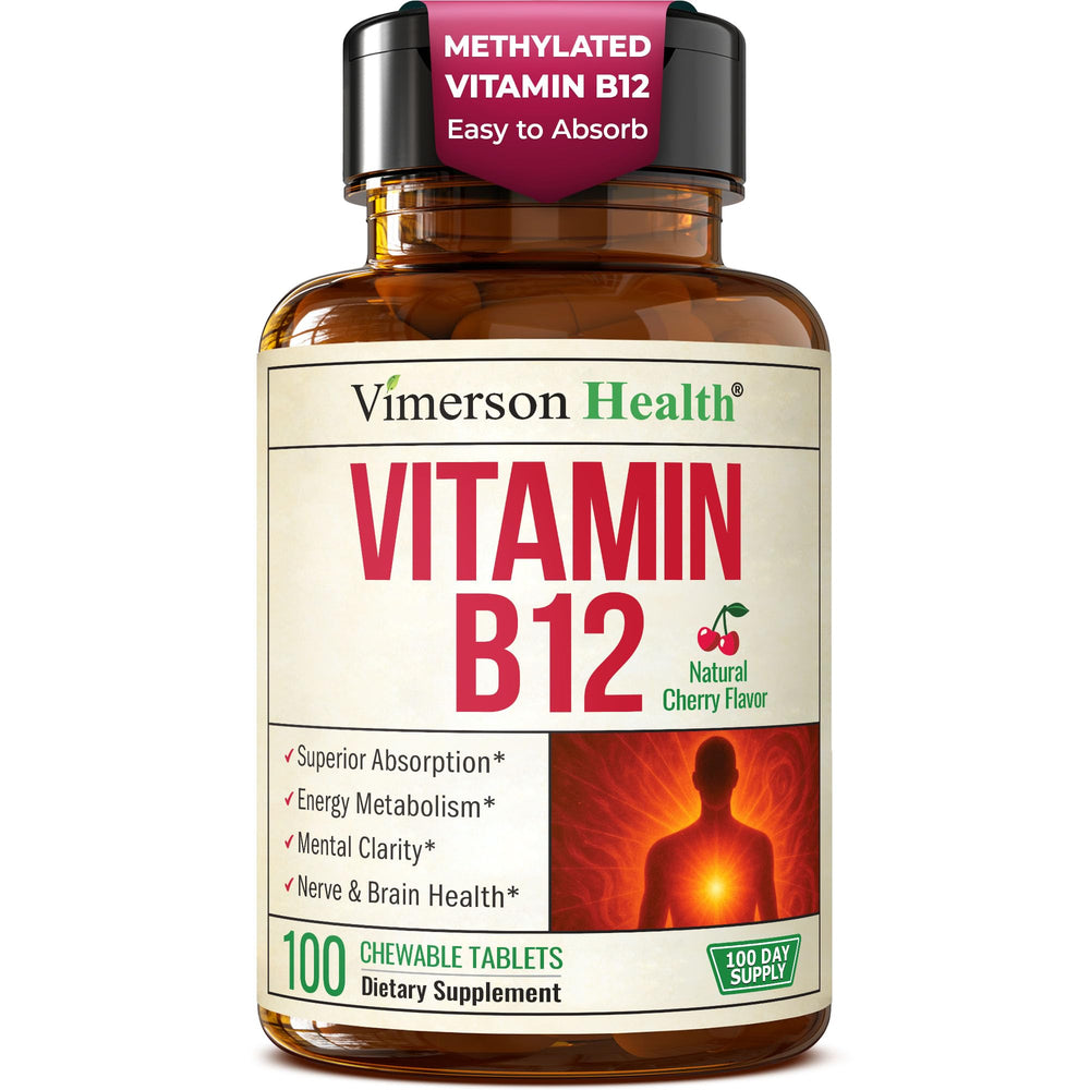 Vitamin B12 1000 mcg cherry-flavored chewable tablet – front view