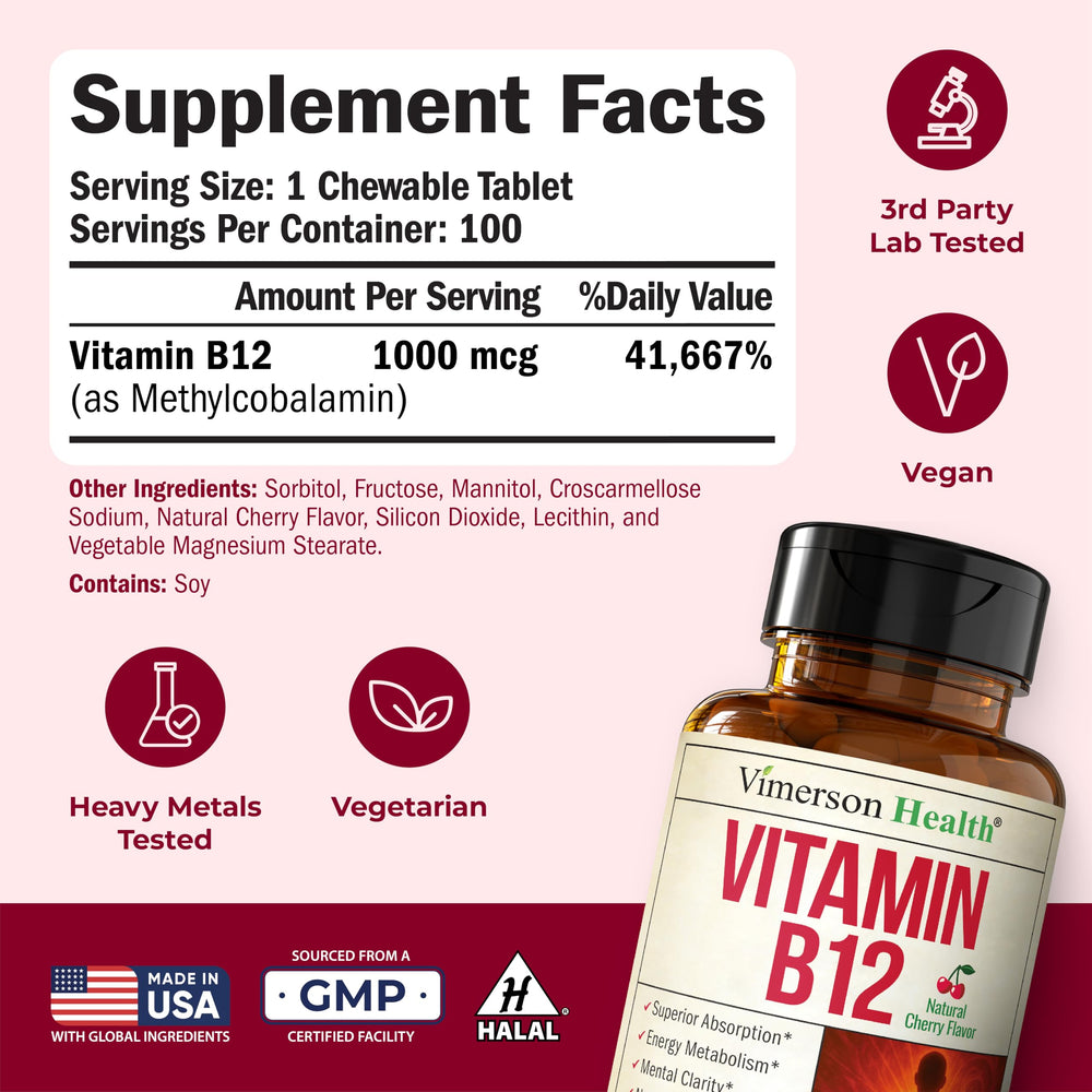 Bottom view of cherry B12 methylcobalamin chewable tablet