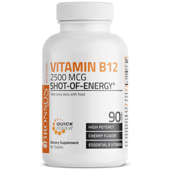 Chewable sublingual Vitamin B12 2500mcg dissolving in mouth