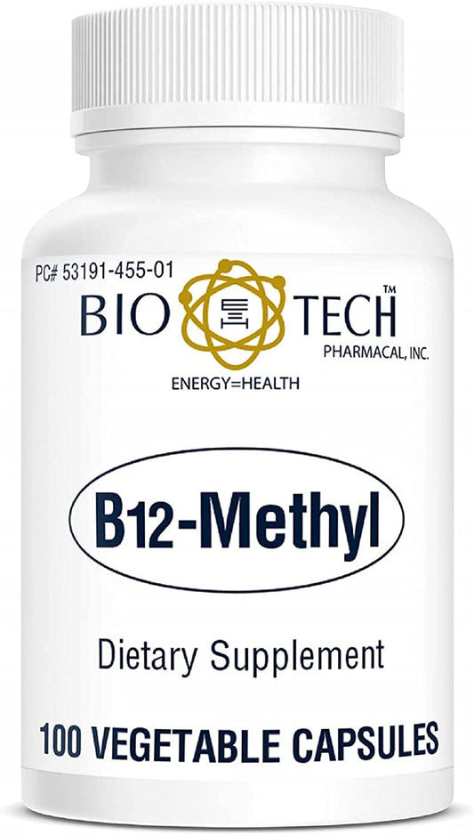 Bottle of Vitamin B12 Methylcobalamin 1000 mcg 100 capsules