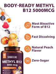 Sublingual B12 5000mcg fast-dissolve tablet dissolving on tongue