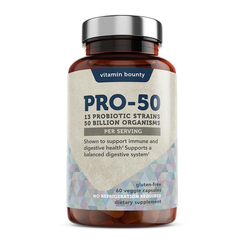 Vitamin Bounty Pro-50 Probiotics bottle with 50 Billion CFU label