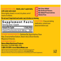 Bottle side view showing packaging of Vitamin C 500 mg with Rose Hips