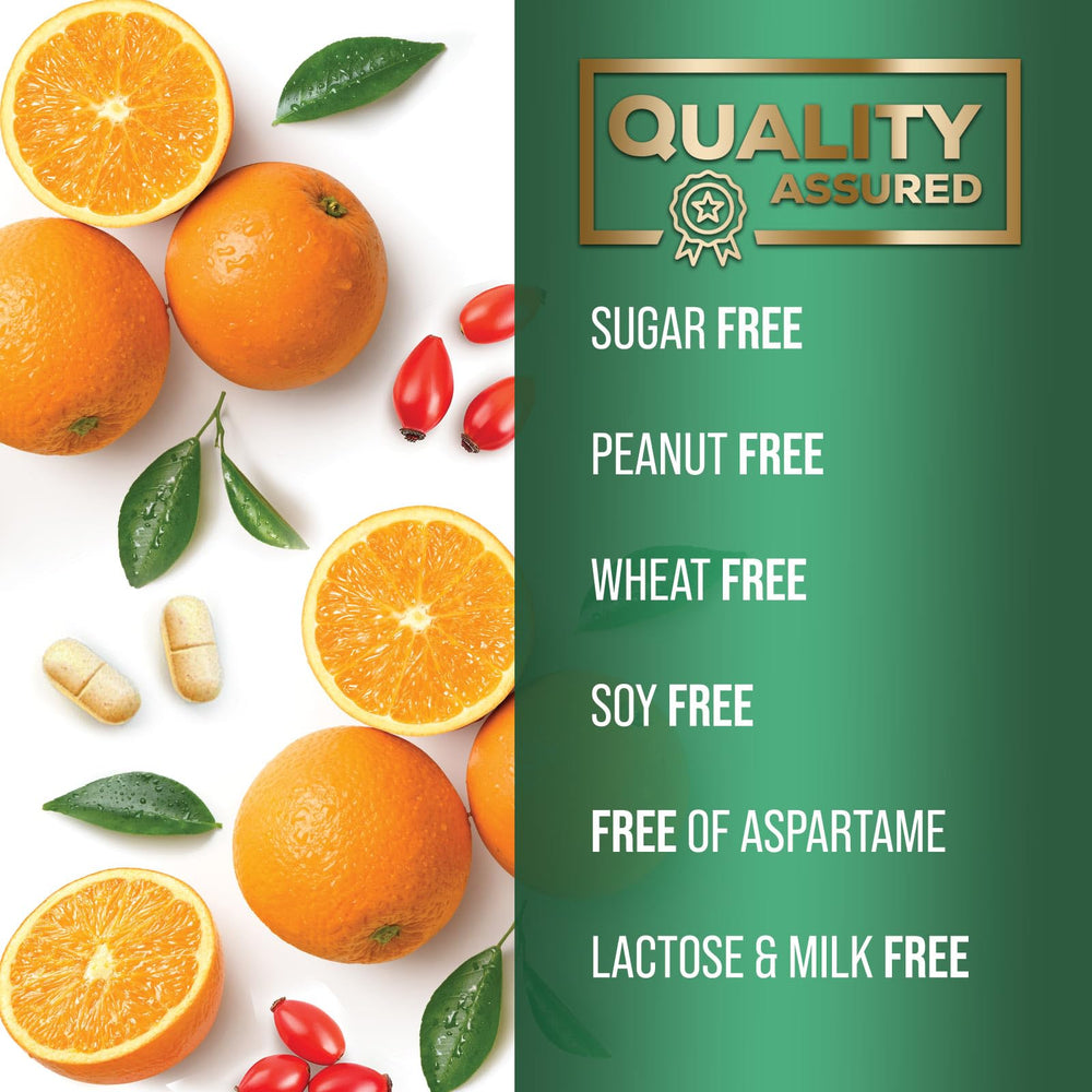 Dissolving vitamin C chewable tablet with orange flavor