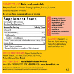Close-up of Vitamin C 250 mg gummy bottle label