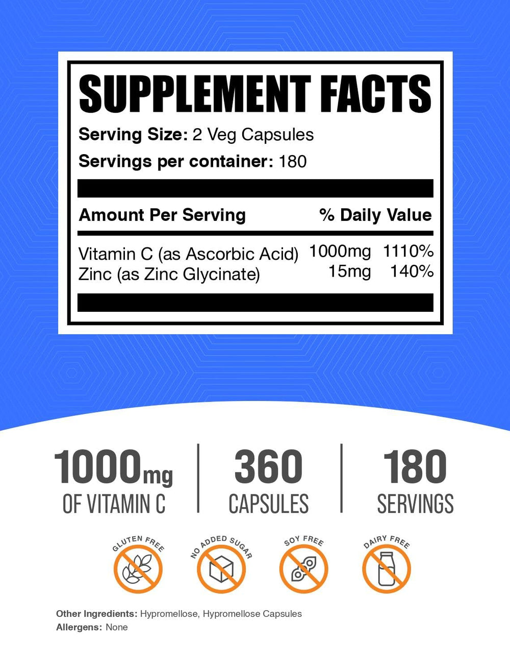 Serving size illustration showing 2 capsules per serving