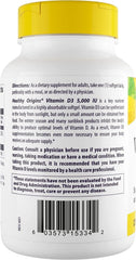 Close-up of vitamin D3 5,000 IU bottle for bone support