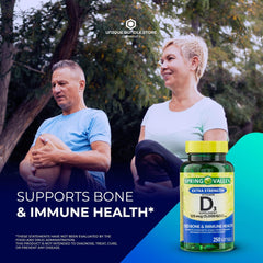 Bottle label showing 5000 IU (125 mcg) vitamin D3 per softgel