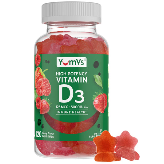 Front view of Vitamin D3 Gummies bottle with 120 count
