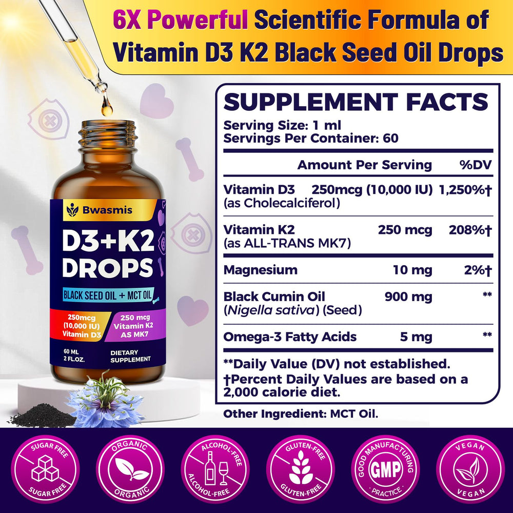 Close-up of Vitamin D3 K2 Drops bottle label