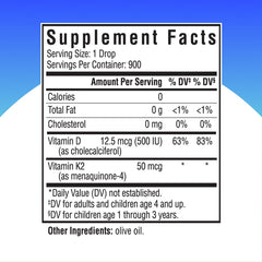 Liquid D3 and K2 drops promoting immune and bone health