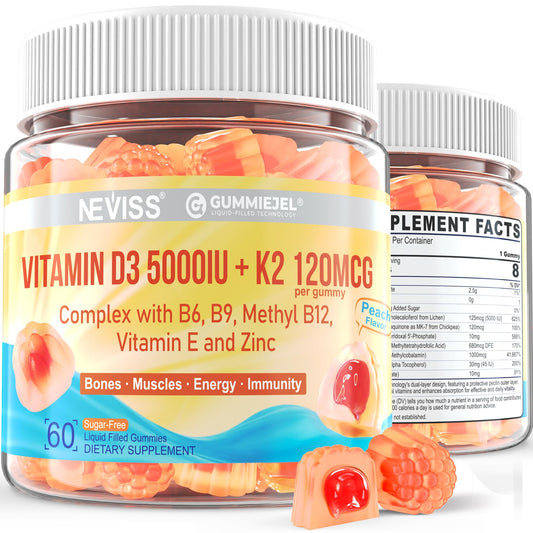 NEVISS Vitamin D3 + K2 gummies bottle front
