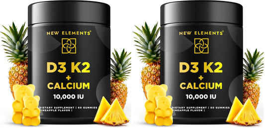 Vitamin D3 K2 Gummies bottle labeled Pack of 2 on a white background