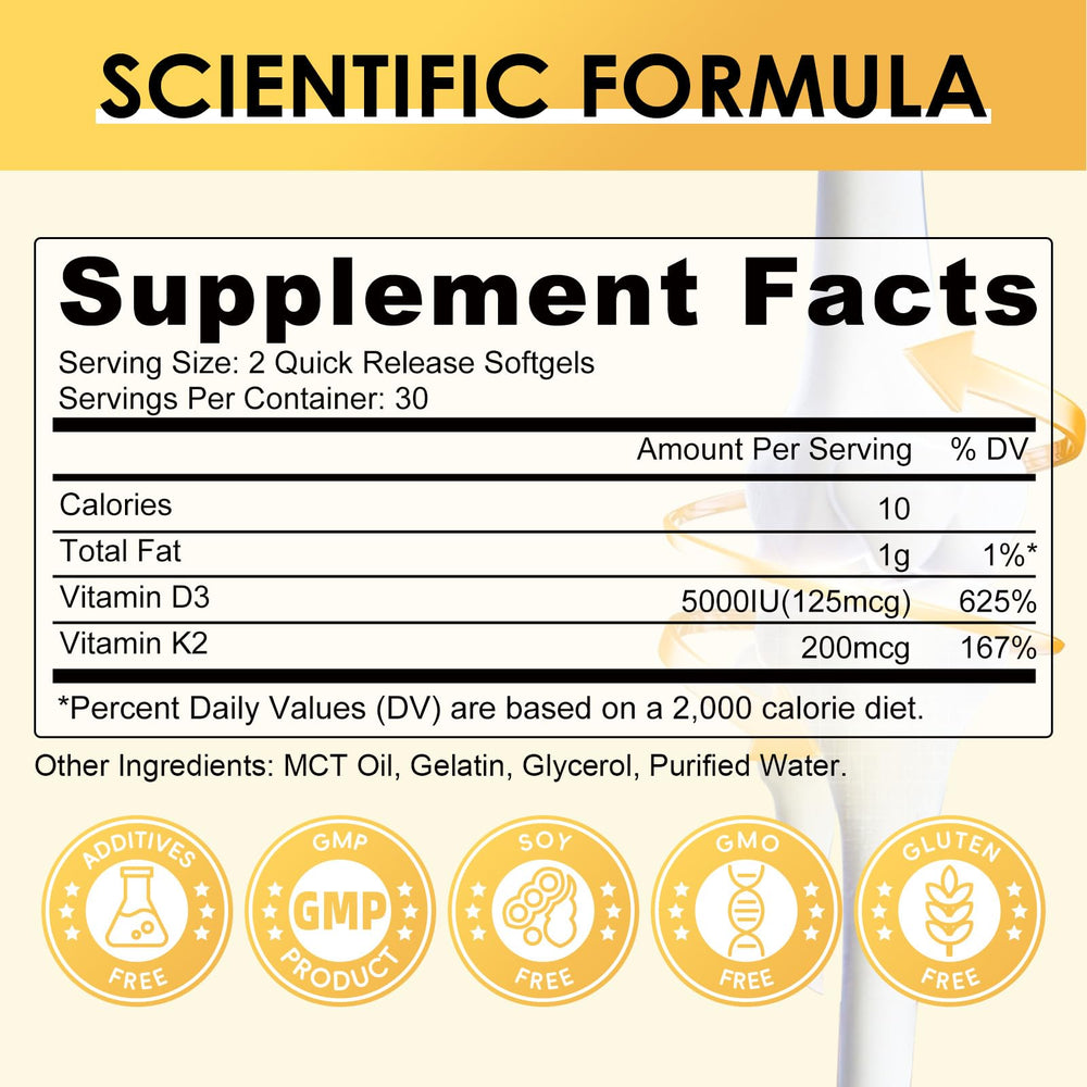 Softgel capsules of Vitamin D3 and K2