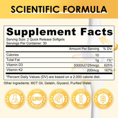 Softgel capsules of Vitamin D3 and K2