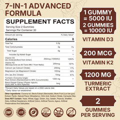 Close-up of vegan gummies showing D3 K2 Turmeric formula