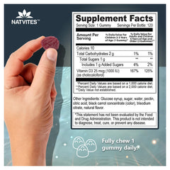Gummy serving size and flavor information