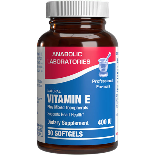 Vitamin E 400 IU softgel bottle with 90 servings