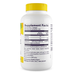 Natural mixed tocopherols ingredient label for Vitamin E