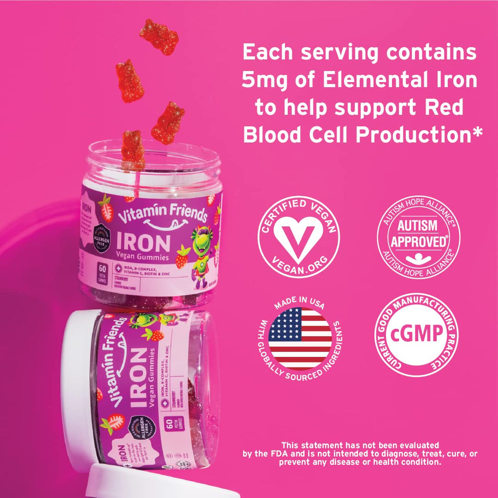 Close-up of strawberry-flavored iron gummy