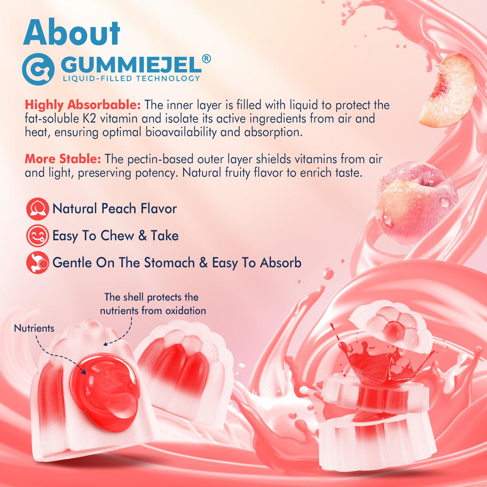 Peach flavor ingredients and formulation of Vitamin K2 gummies