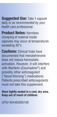 Close-up of Vitamin K2 MK4 15,000 mcg per capsule