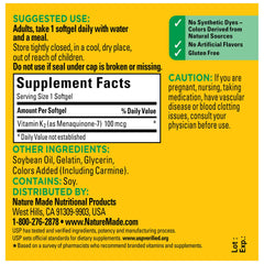 Gluten-free, no artificial flavors on Vitamin K2 MK-7 packaging
