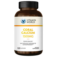 Vitamin World Coral Calcium 1500 mg bottle with 120 rapid-release capsules