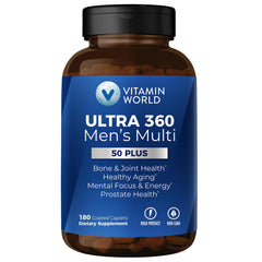 Vitamin World Ultra 360 Men 50+ Multivitamin bottle with 180 caplets