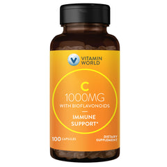 Front of Vitamin World Vitamin C 1000 mg bottle with Bioflavonoids