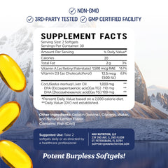 Vitamin A and D3 nutrients for cod liver oil supplement