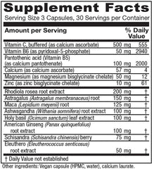 Close-up of Adrenal Assist ingredients label