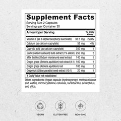 Packaging design for Vitanica Candidastat showing vegan notes