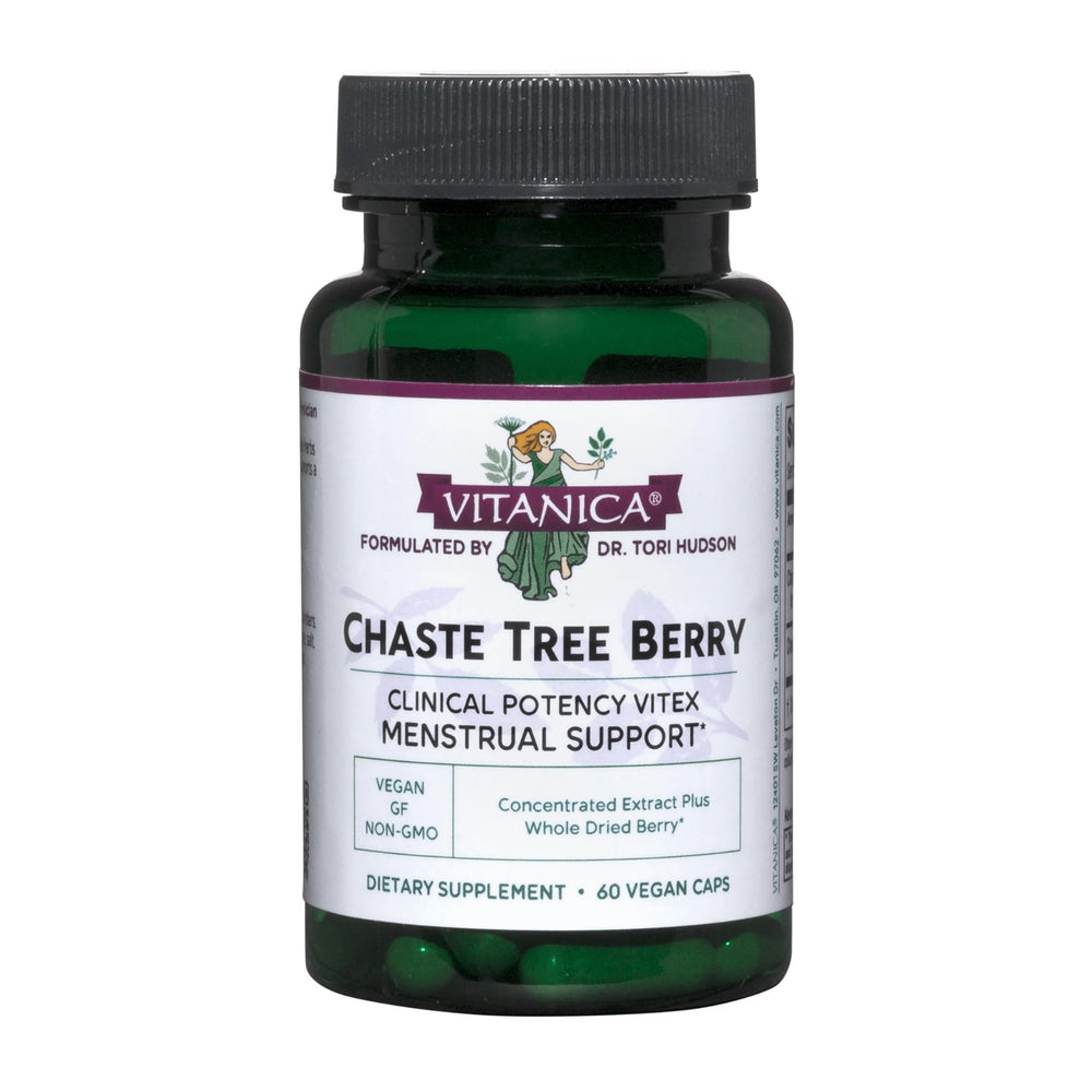 Bottle of Vitanica Chaste Tree Berry Extract with 60 capsules