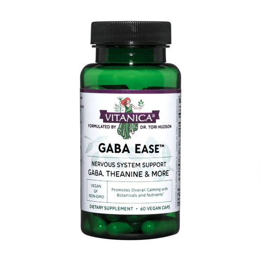 Front view of Vitanica GABA Ease bottle with label
