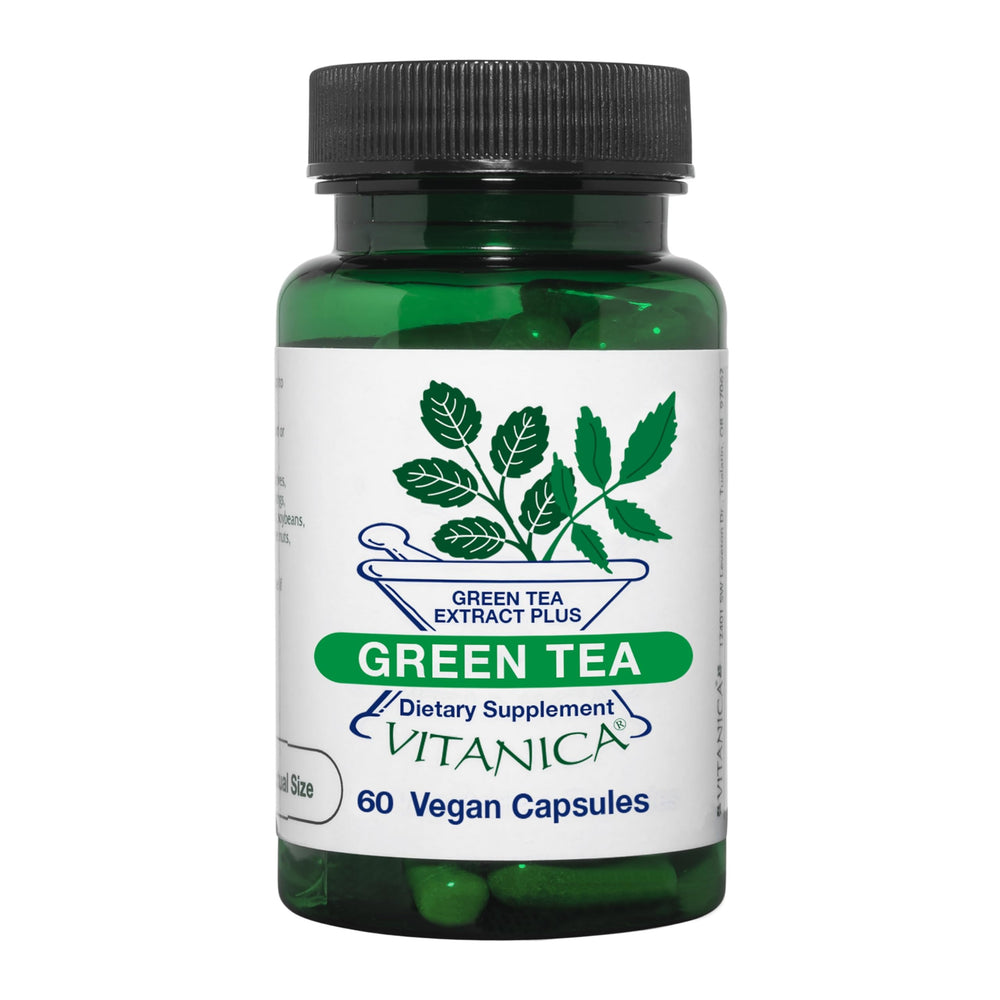 Vitanica Green Tea bottle label showing 330 mg polyphenols