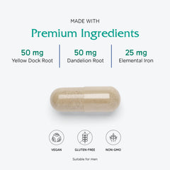 Supplement facts for Iron Extra