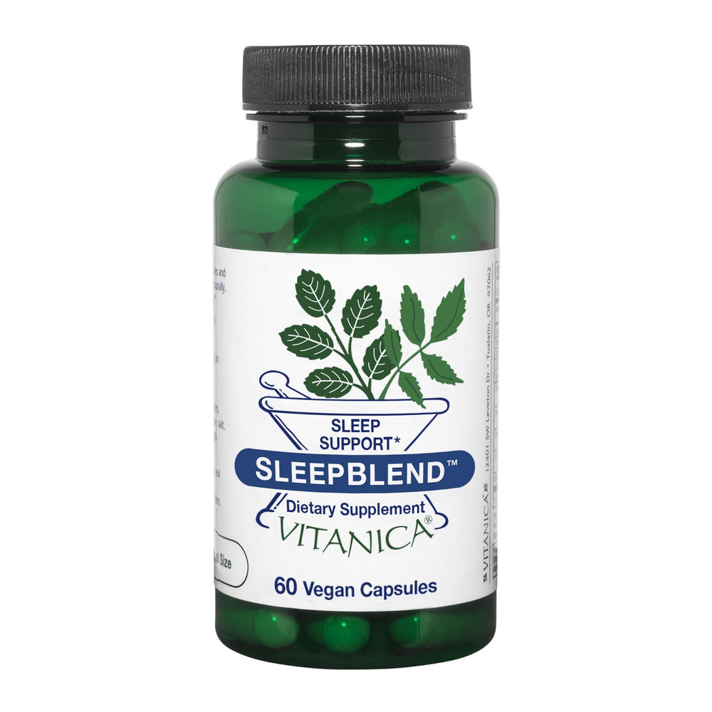 Vitanica Sleepblend bottle on a white background
