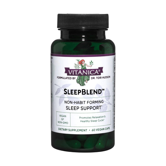Vitanica Sleepblend bottle with 60 capsules - front view