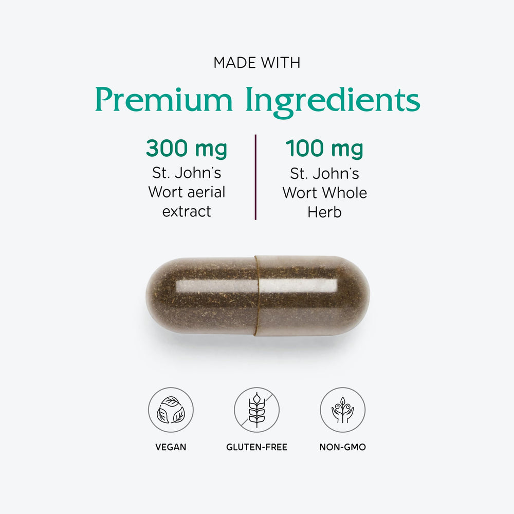 Label notes 0.3% hypericin (900 mcg) per capsule