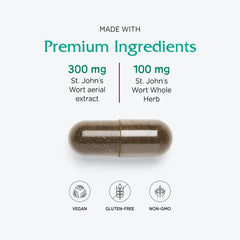 Label notes 0.3% hypericin (900 mcg) per capsule