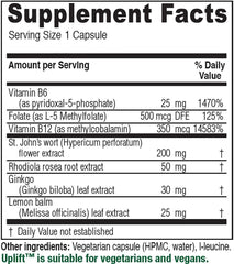 Close-up of Uplift bottle label highlighting vegan and non-GMO