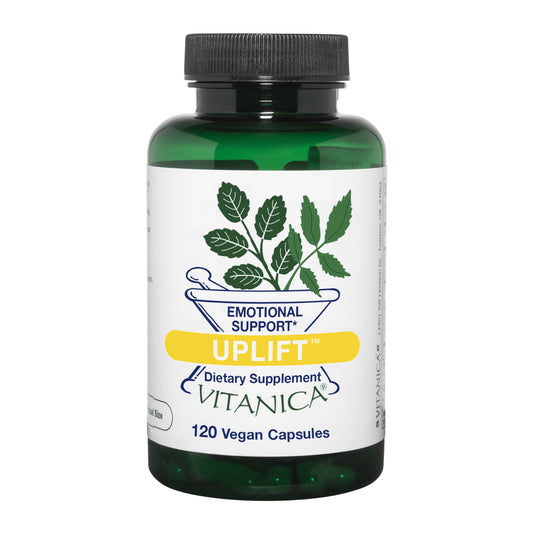 Vitanica Uplift mood and emotional support bottle label