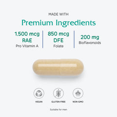 Ingredient panel highlighting premium vitamins and minerals