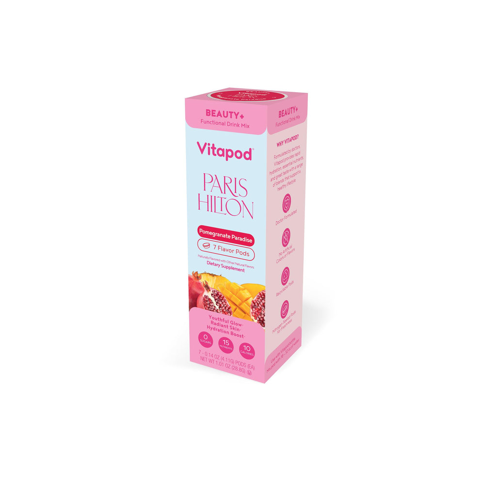 Packaging for Vitapod Paris Hilton x Beauty+ Pomegranate Paradise