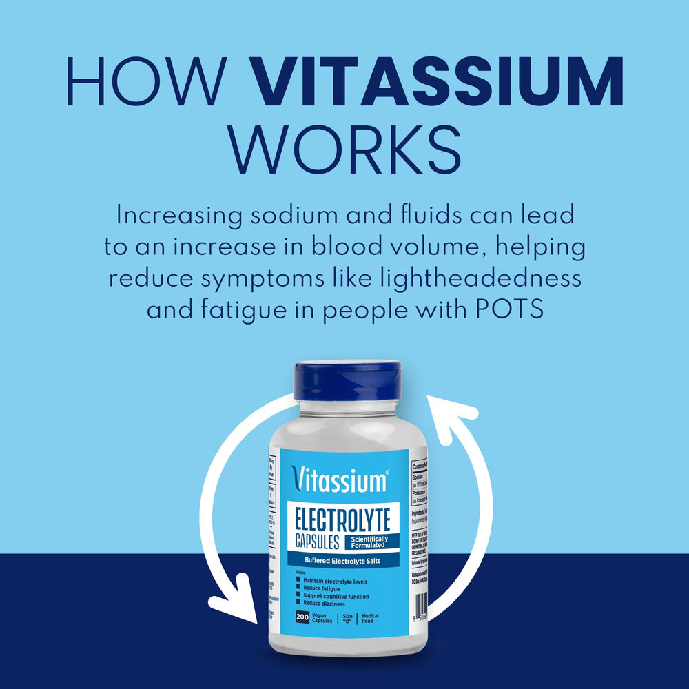 Vitassium packaging label shows 500 mg sodium and 100 mg potassium.