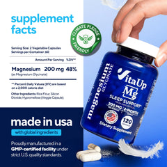 Close-up of VitaUp Magnesium Glycinate 200mg capsules