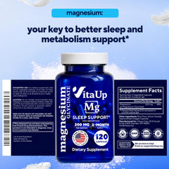 Lifestyle image showing a calm sleep scene with VitaUp bottle