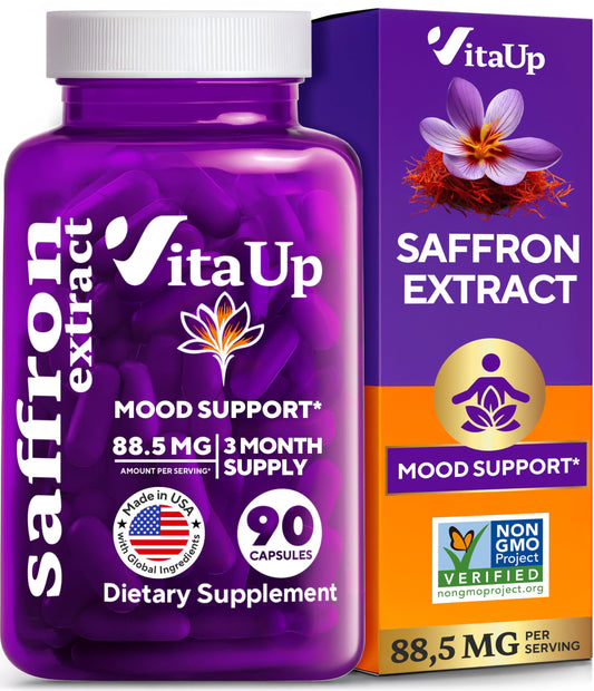 VitaUp saffron supplement bottle hero image