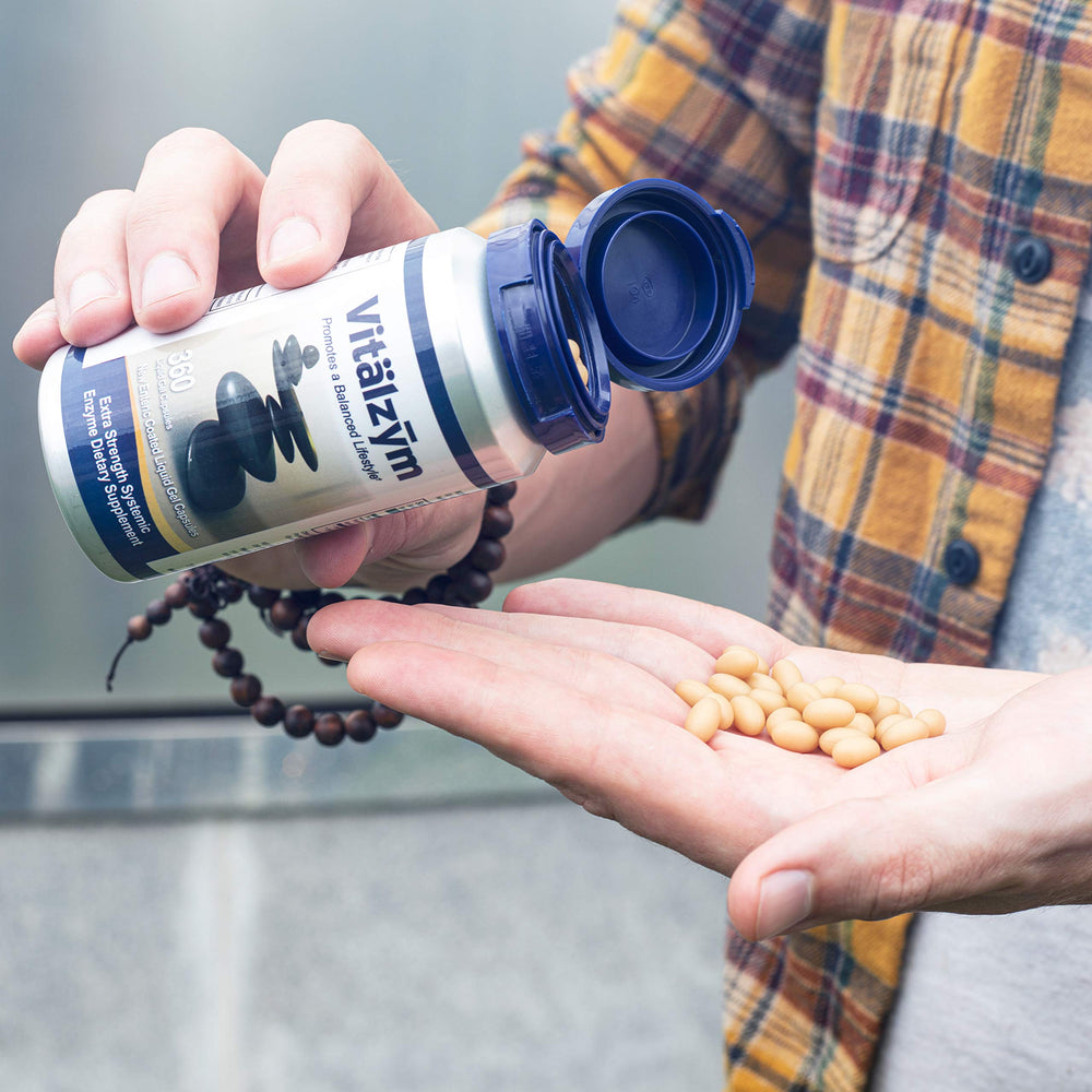 Graphic showing joint support and immune health with capsules